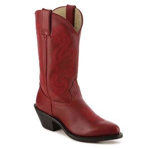 Red leather cowgirl boots